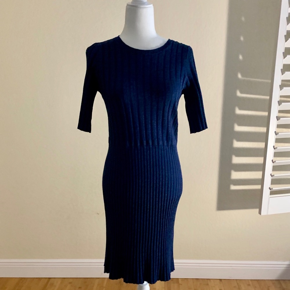 Ann Taylor Sweater Dress - Navy Small EUC